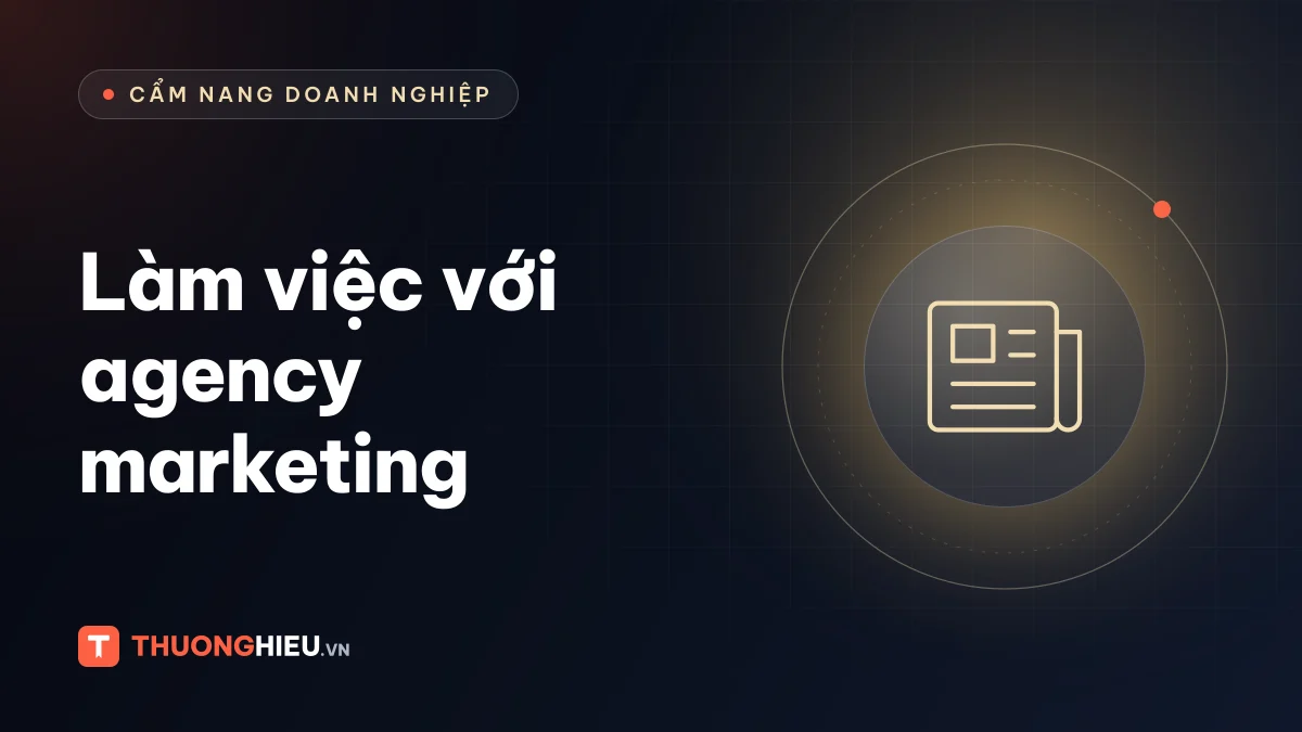 Ảnh đồ họa biểu tượng bản tin, chủ đề làm việc với agency marketing và thiết kế