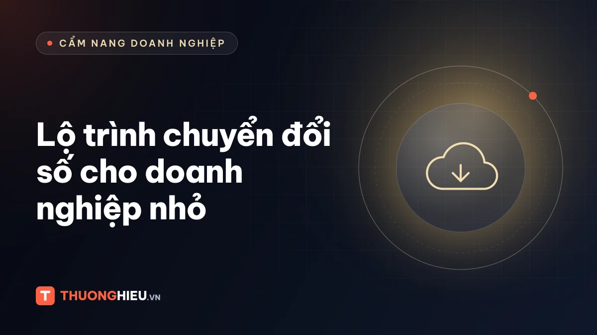 Ảnh đồ họa biểu tượng đám mây, chủ đề lộ trình chuyển đổi số cho doanh nghiệp nhỏ